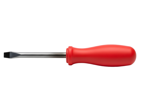 Red handled screwdriver isolated on transparent background