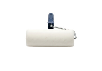 New white paint roller with blue handle for home improvement isolated on transparent background