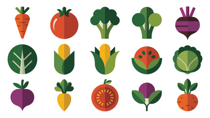 Fototapeta premium Flat design vegetable icons for healthy food concepts and lifestyle