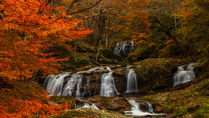 江竜田の滝と紅葉　秋の福島　絶景