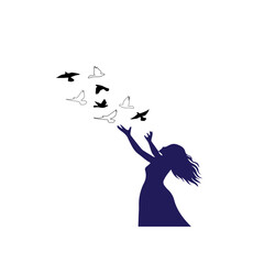 Woman Releasing Birds