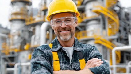 Industry professional portrait: A portrait of a skilled industry worker, confidently embodying reliability and expertise while working in the industrial facility environment.