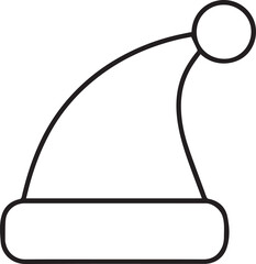 Simple line drawing of a santa hat for christmas and holiday designs