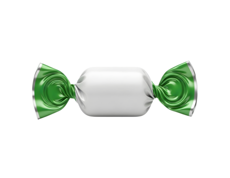White candy with green wrappers isolated on transparent background - Powered by Adobe