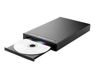 Computer cd dvd drive with disc inserted isolated on transparent background
