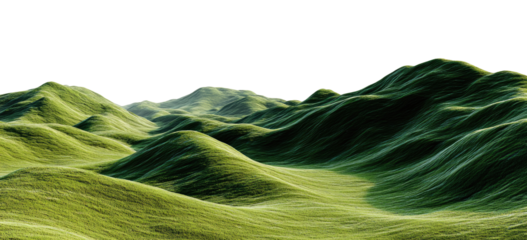 Lush, rolling hills of vibrant green grass