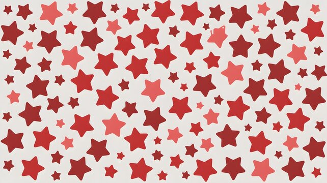 Festive red star pattern background with various sizes and shades - Powered by Adobe