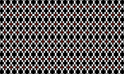 Seamless pixel pattern black white red cross background for fabric textile wallpaper and graphic design use