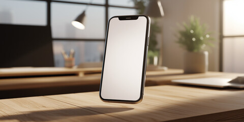 Smartphone and blank display. Copy space