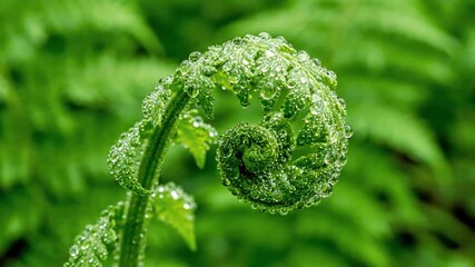 Observe the subtle movement of plant elements in their natural habitat, like leaves swaying gently in a breeze or water droplets rolling delicately. dynamic natural phenomena