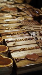 Handcrafted wooden signs with inspirational words and rustic design