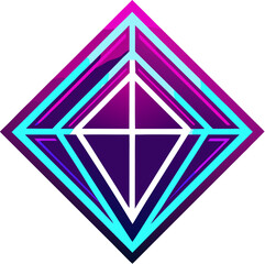 Neon glowing geometric pattern on white background 