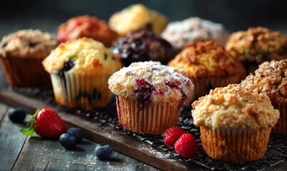 Assorted Berry Muffins with Fresh Fruit