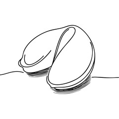 Single line drawing in modern minimalist style of fortune cookies for Chinese New Year celebration