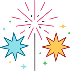 Sparking fireworks set  different shapes  colorful vector on white background 