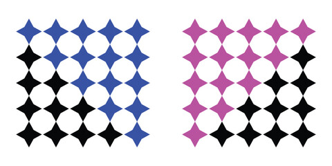 Modern Geometric Star Icons – Colorful Circular Stars in Red, Purple & Black, Filled & Outline Designs for Digital & Graphic Projects