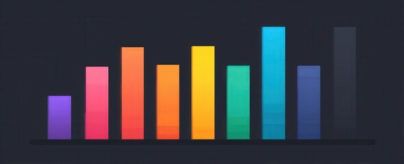 Multicolor bar graph against a dark background