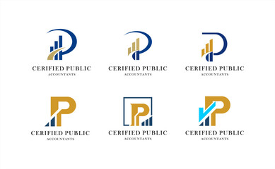 Professional CPA Logo Collection with Modern Letter P Design for Certified Public Accountants and Financial Branding