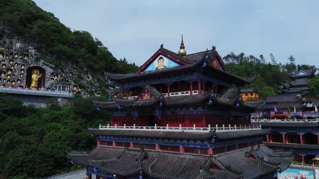 Aerial View of Traditional Zen Temple in Shaoguan, China