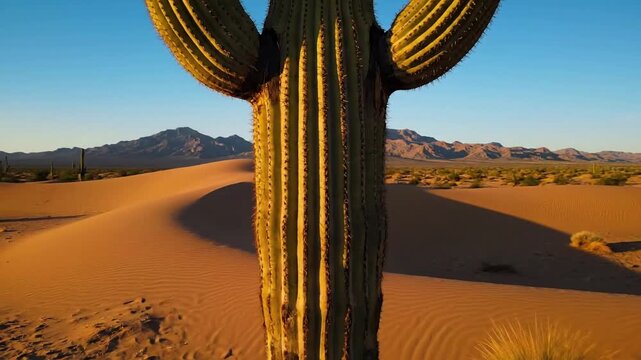Desert Resilience: A Macro View of Cactus Spines and Texture Capturing the intricate details of a cactus, emphasizing its protective spines and unique epidermal patterns, highlighting its?