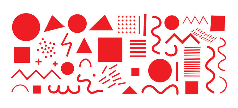 Funky crayon drawn geometric shapes and doodle lines. Colorful pencil or chalk drawn naive Swiss design aesthetic. Basic geometric shapes, dots, playful pattern, primitive forms and figures.