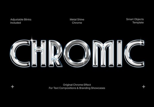 Metal Shine Chrome Text Effect Mockup