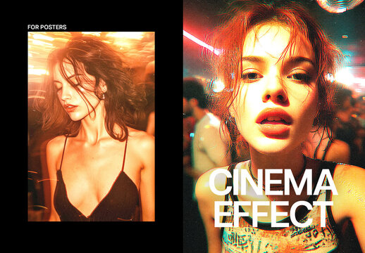 Bright Film Poster Photo Effect Mockup