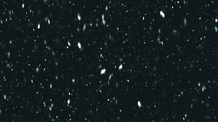 Snowfall. Winter heavy snowflakes. Overlay texture isolated black background