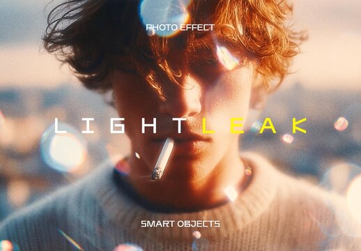 Bokeh Light Leaks Photo Effect Mockup