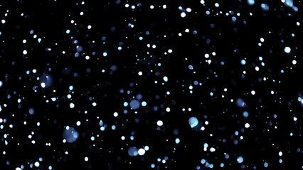 Snowfall. Winter heavy snowflakes. Overlay texture isolated black background