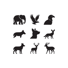 black silhouettes of animals.vector eps 10