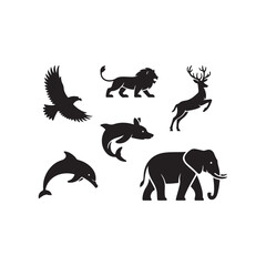 black silhouettes of animals.vector eps 10