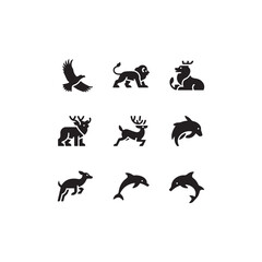 black silhouettes of animals.vector eps 10