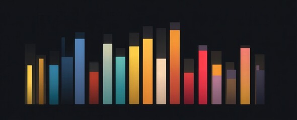 Obraz premium Colorful bars of varying heights against a dark background
