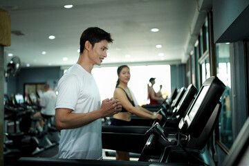 gym sport fitness exercise health healthy man treadmill training running equipment fit machine active workout body woman activity athlete cardio run club