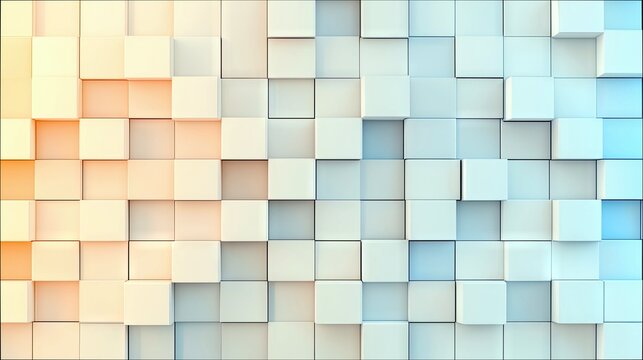 A textured background of 3D cubes with a gradient color shift from warm orange on the left to cool blue on the right.