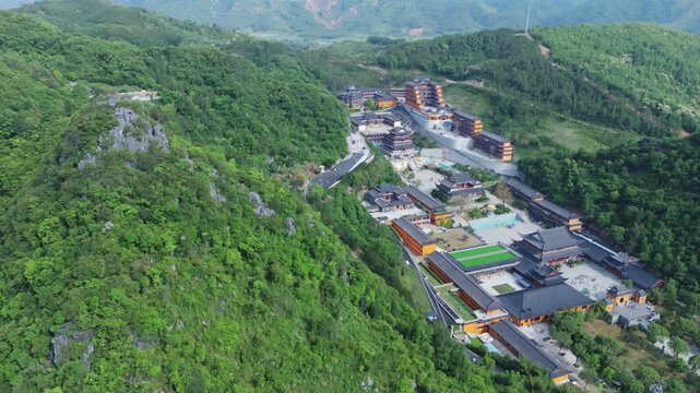 Donghua Temple Aerial View, Shaoguan Mountain Landscape