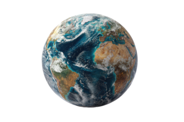 High-resolution image of Earth, detailed view of continents, oceans, and clouds