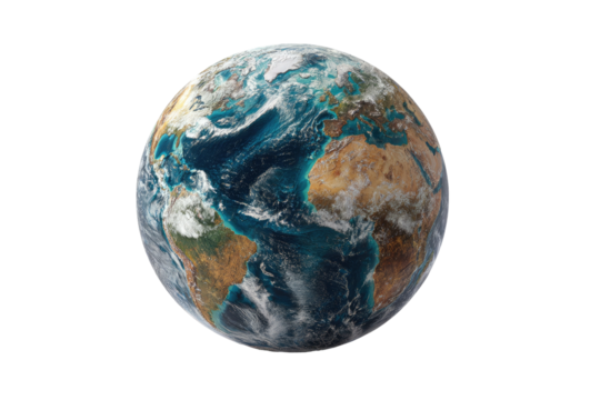 High-resolution image of Earth, detailed view of continents, oceans, and clouds