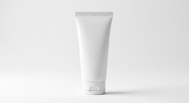 Blank white cosmetic tube isolated on white background for cream or gel