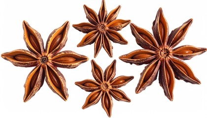 Star anise, five pointed spices, brown, and light brown