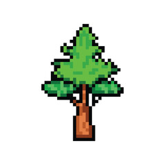 Obraz premium Pixel art green tree park graphic isolated