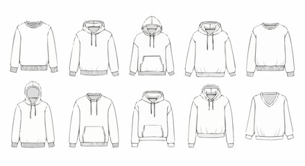 Line Art Collection of Hoodies and Sweatshirts.