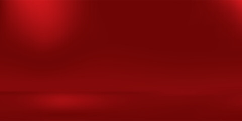 Abstract red gradient background, light and shadow on the backdrop with dimensions, hot tone wall with intense color, horizontal wallpaper.