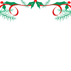 Obraz premium Christmas Decoration with Holly and Red Ribbon