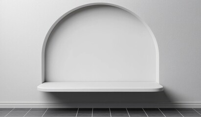 Minimalist Arch Shelf Design in Modern Empty Interior Space