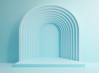 Minimalist Arch Design with Soft Blue Background and Shadows