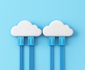 Cloud Technology Concept with Networking Cables on Blue Background