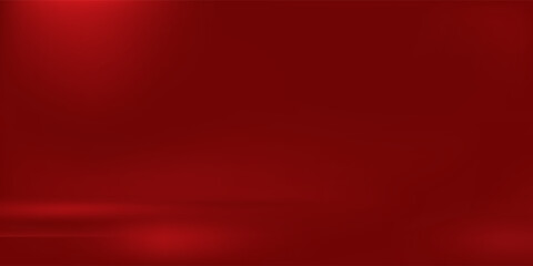 Abstract red gradient background, light and shadow on the backdrop with dimensions, hot tone wall with intense color, horizontal wallpaper.