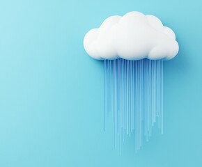 White Cloud with Rain on Soft Blue Background for Illustrative Use